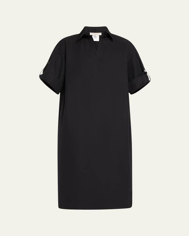 Tab-Sleeve Cotton Dress